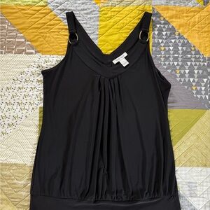White House Black Market Black Ruched Sleeveless Tank Top